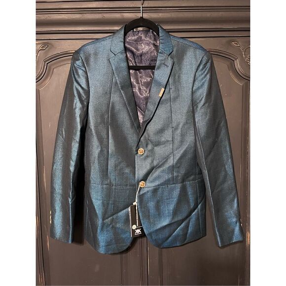 Kowaun Keenly Asian NWT Men's Pride Sports Coat, Blazer Jacket Iridescent Blue - Picture 1 of 8